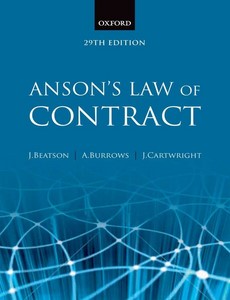 Anson?s Law of Contract 29th edition by Jack Beatson FBA