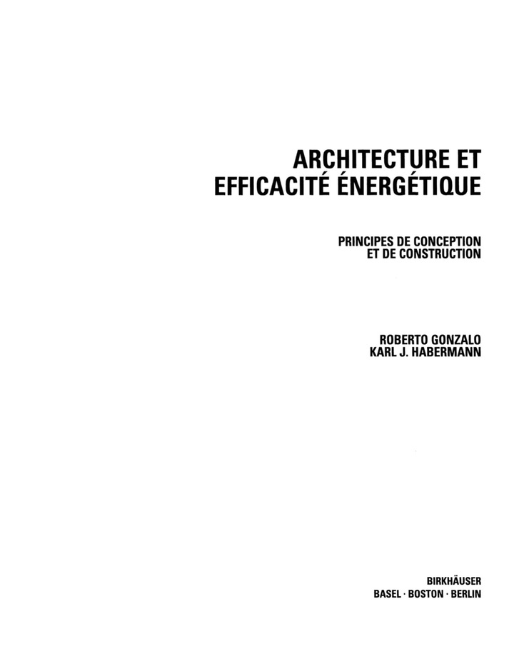 Architecture et efficacit? ?nerg?tique: Principes de conception et de construction