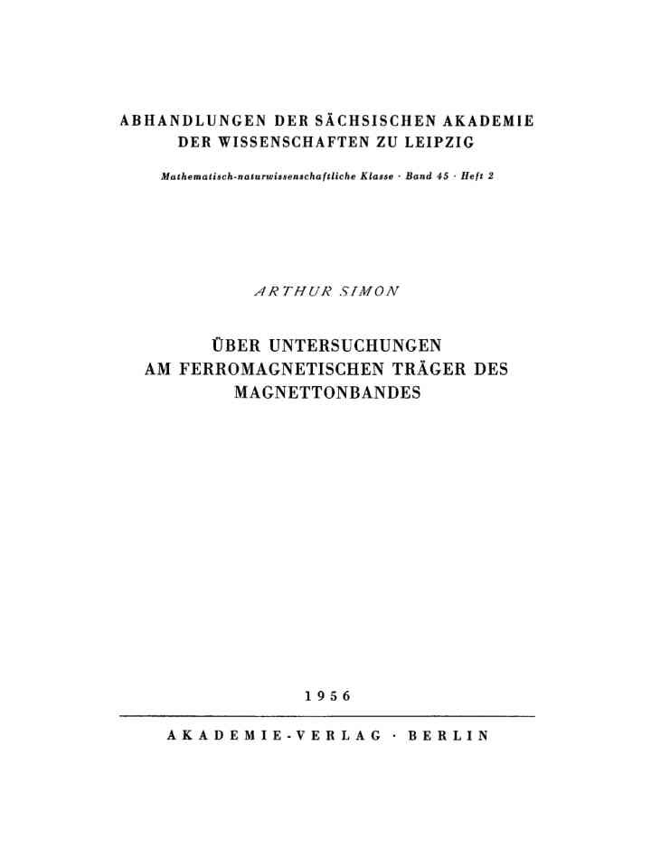 Über Untersuchungen am ferromagnetischen Träger des Magnettonbandes