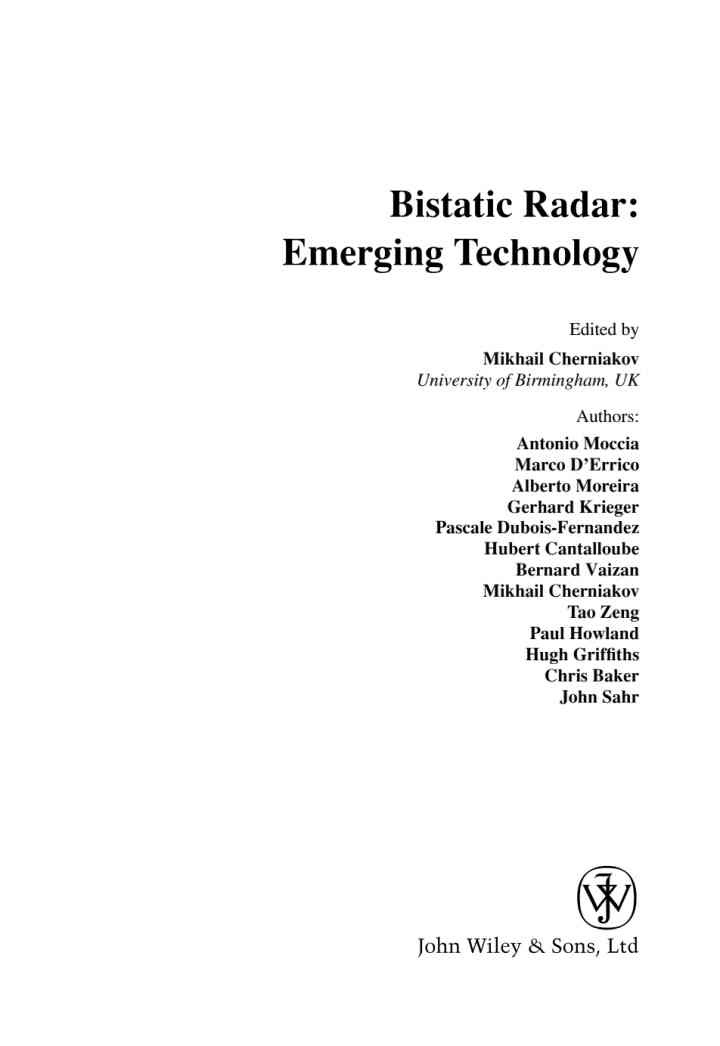 Bistatic Radar: Emerging Technology, 1st Edition