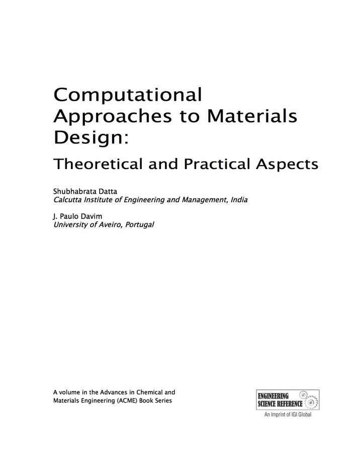 Computational Approaches to Materials Design: Theoretical and Practical Aspects: Theoretical and Practical Aspects
