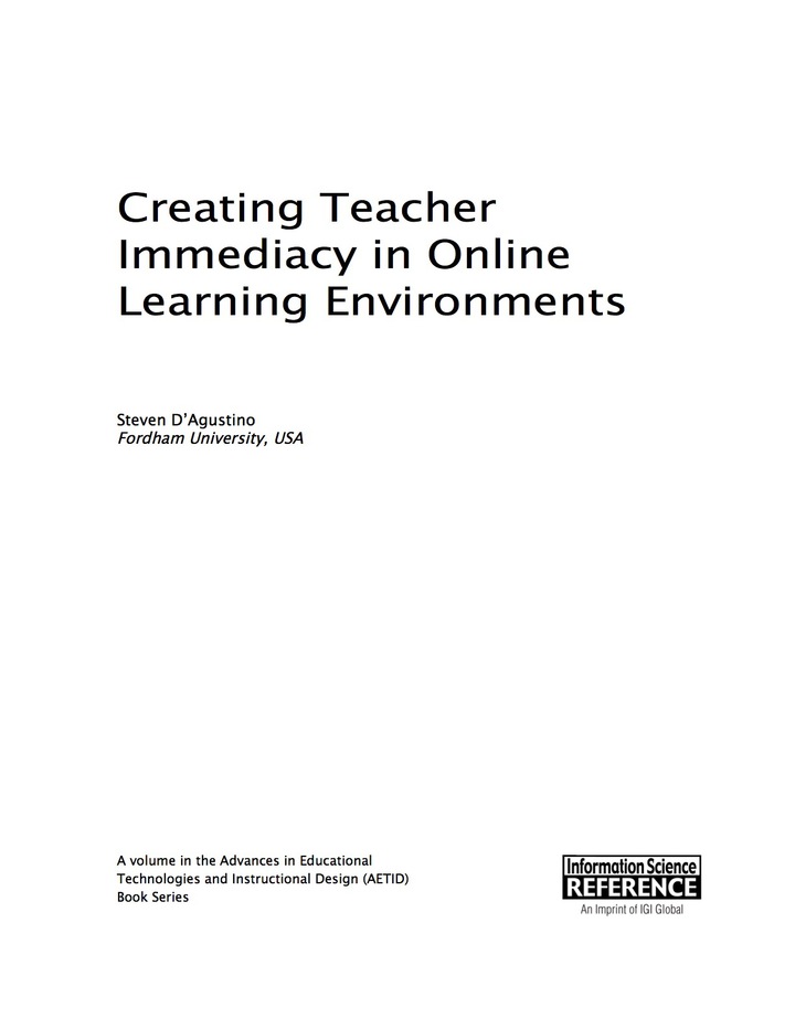 Creating Teacher Immediacy in Online Learning Environments