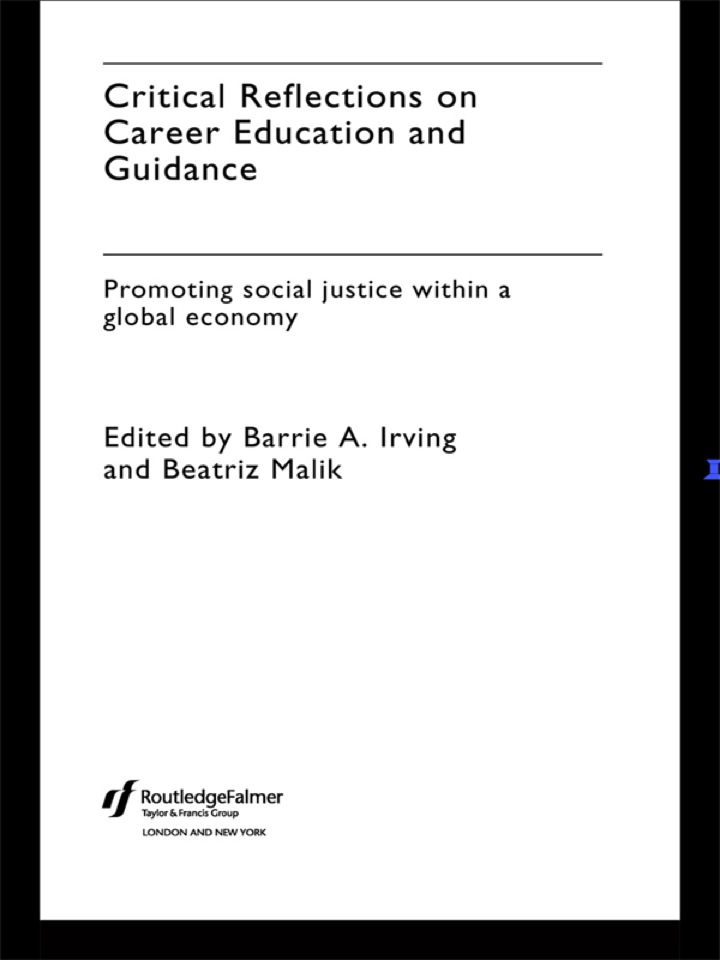 Critical Reflections on Career Education and Guidance: Promoting Social Justice within a Global Economy