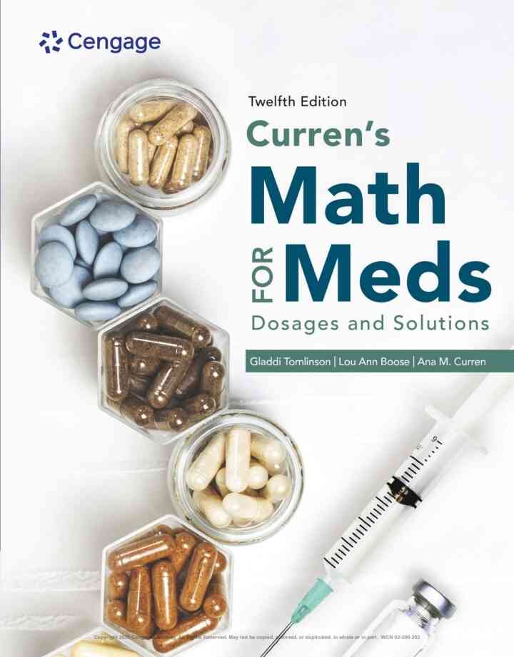 Curren's Math for Meds: Dosages and Solutions 12th Edition
