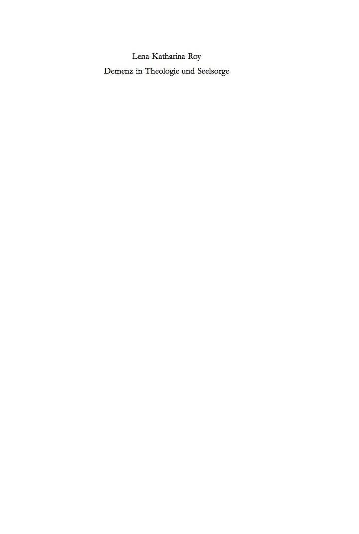 Demenz in Theologie und Seelsorge