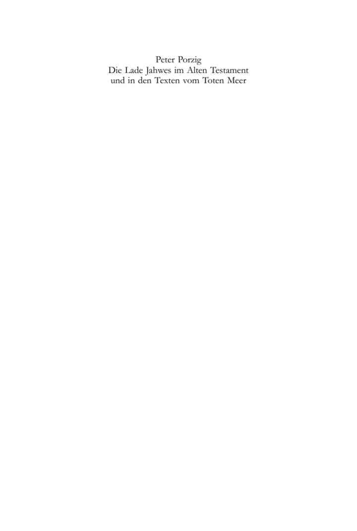 Die Lade Jahwes im Alten Testament und in den Texten vom Toten Meer, 1st Edition
