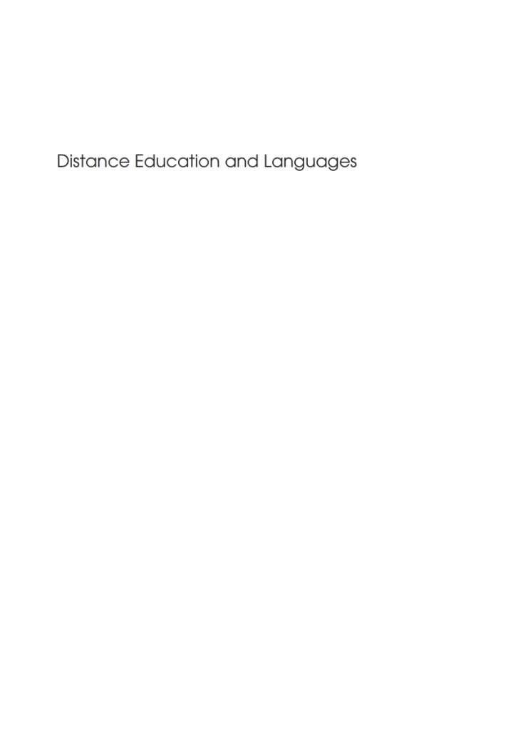 Distance Education and Languages: Evolution and Change