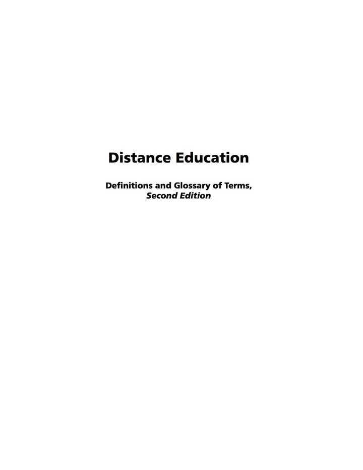 Distance Education: Definition and Glossary of Terms