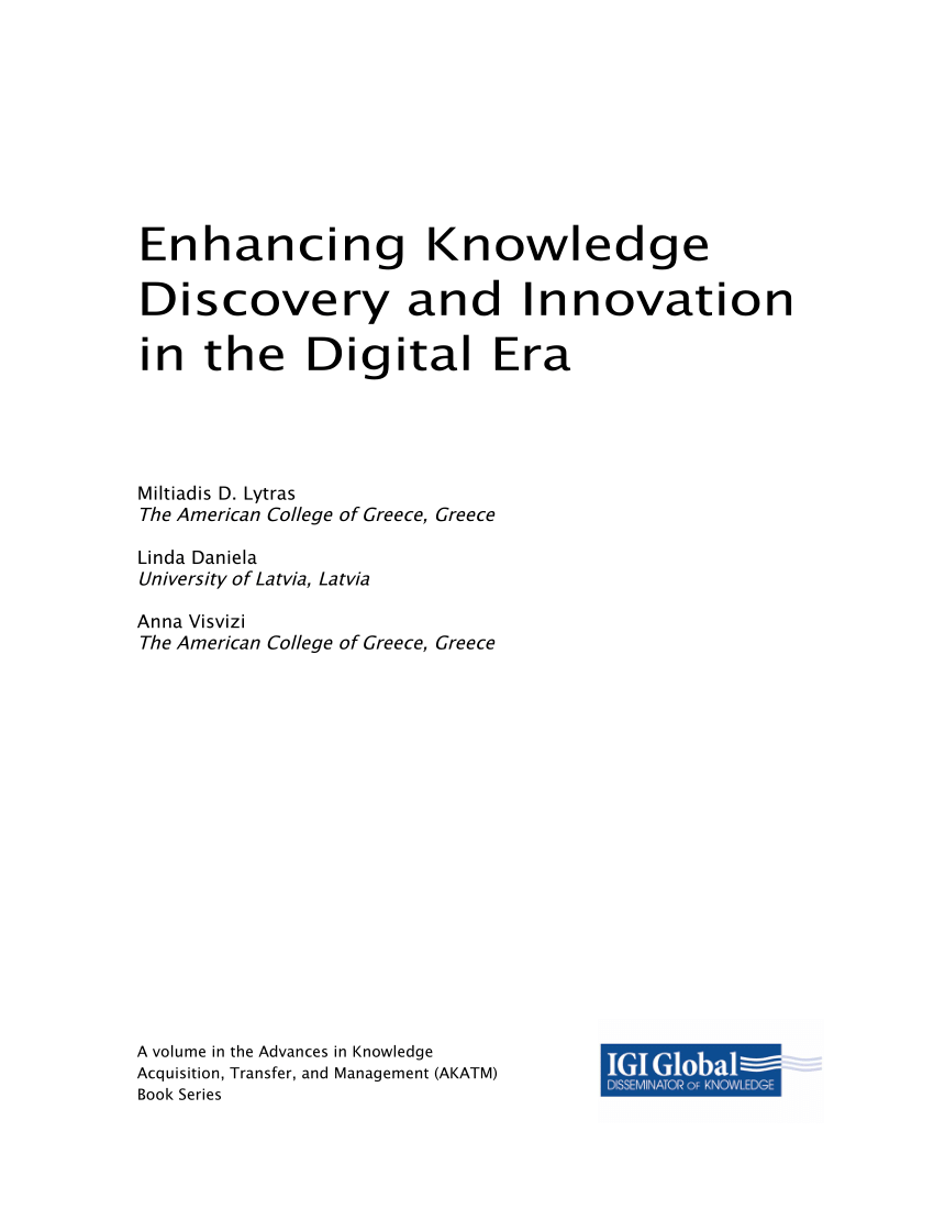 Enhancing Knowledge Discovery and Innovation in the Digital Era