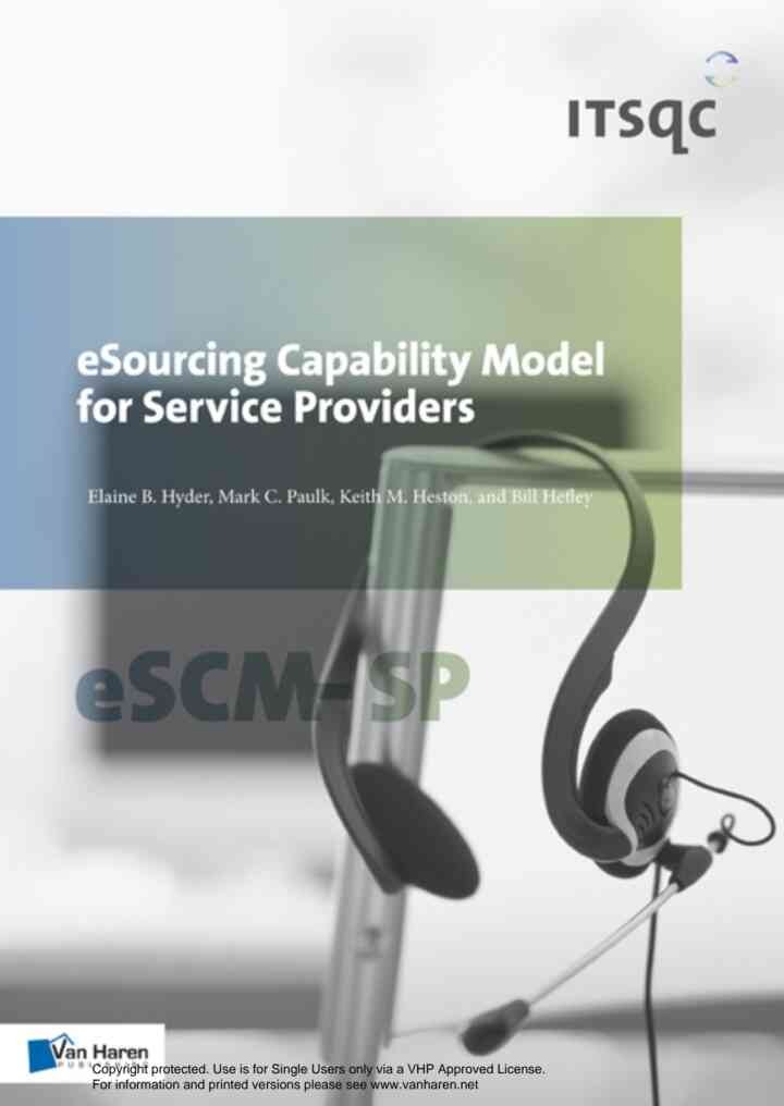 eSourcing Capability Model for Service Providers eSCM-SP, 1st Edition