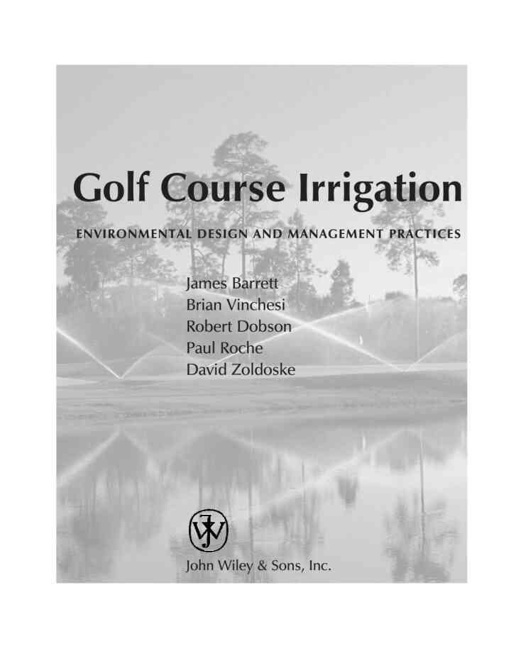Golf Course Irrigation: Environmental Design and Management Practices: Environmental Design and Management Practices, 1st Edition