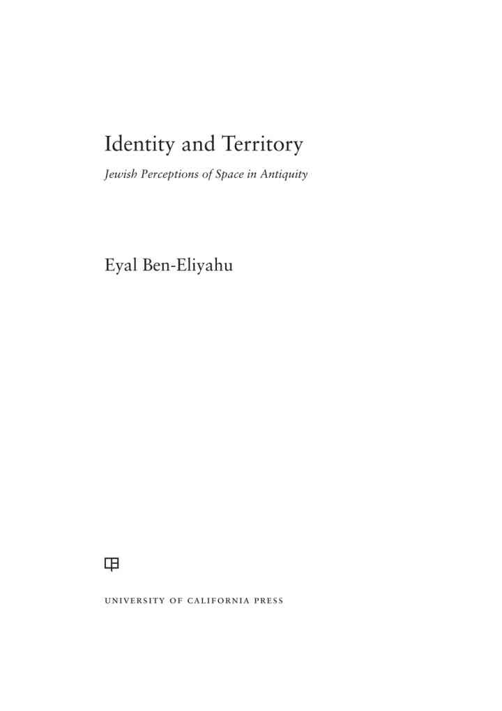 Identity and Territory: Jewish Perceptions of Space in Antiquity, 1st Edition