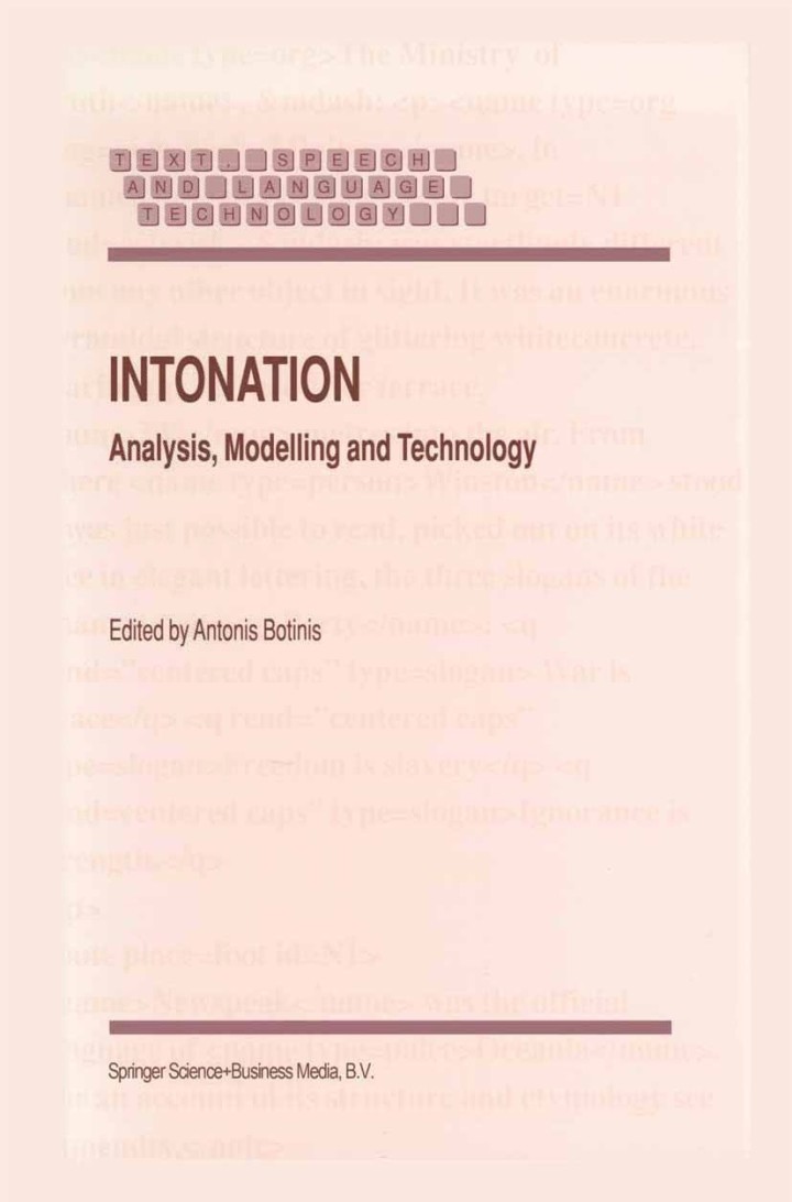 Intonation: Analysis Modelling and Technology
