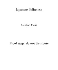 Japanese Politeness: An Enquiry