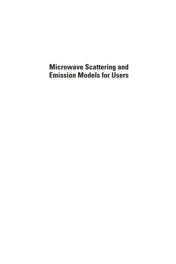 Microwave Scattering and Emission Models for Users, 1st Edition