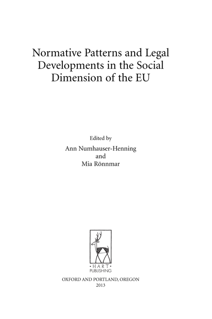 Normative Patterns and Legal Developments in the Social Dimension of the EU