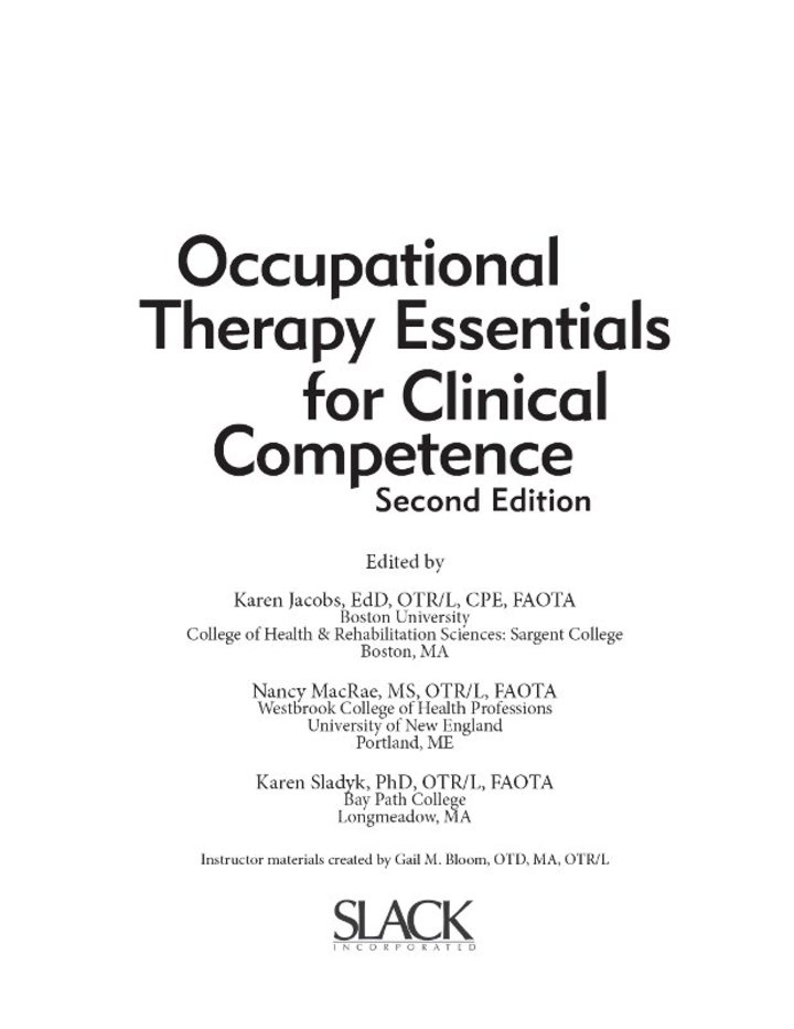 Occupational Therapy Essentials for Clinical Competence