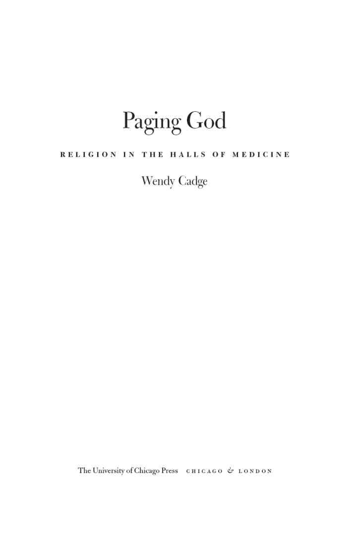 Paging God: Religion in the Halls of Medicine