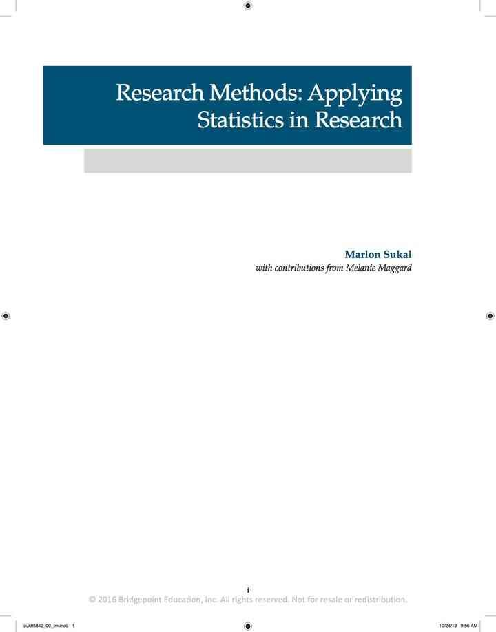 Research Methods: Applying Statistics in Research