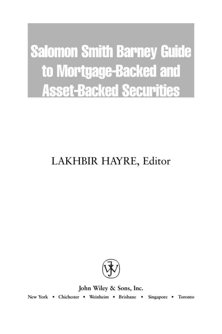 Salomon Smith Barney Guide to Mortgage-Backed and Asset-Backed Securities, 1st Edition