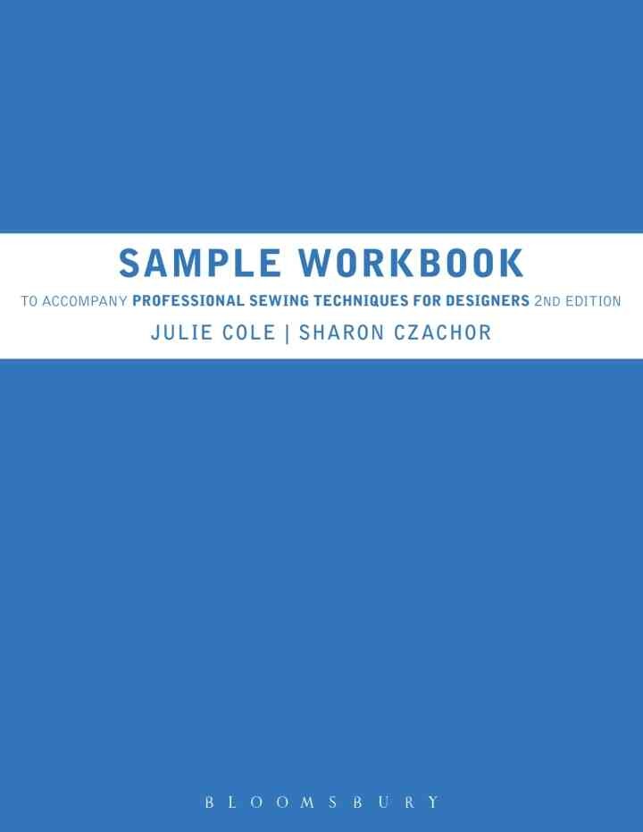 Sample Workbook to Accompany Professional Sewing Techniques for Designers