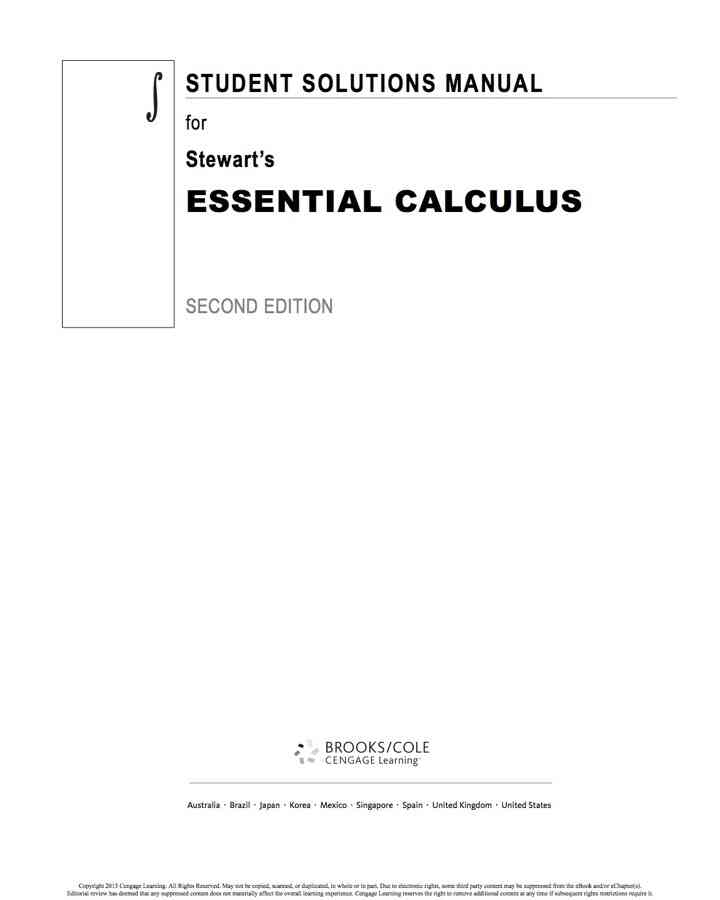 Student Solutions Manual for Stewart's Essential Calculus, 2nd Edition