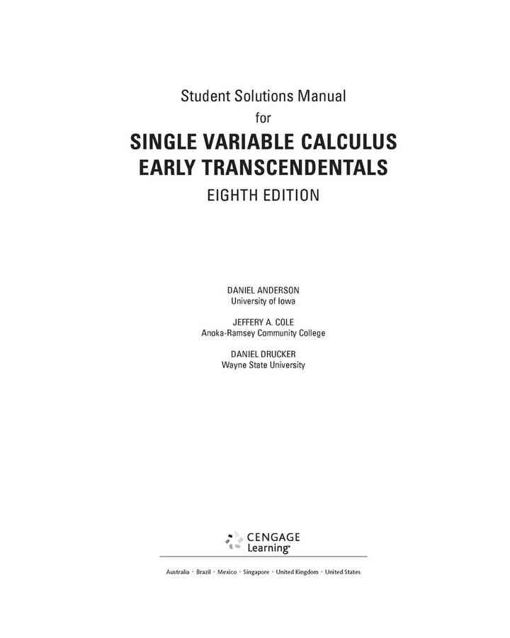 Student Solutions Manual for Stewart's Single Variable Calculus: Early Transcendentals, 8th Edition