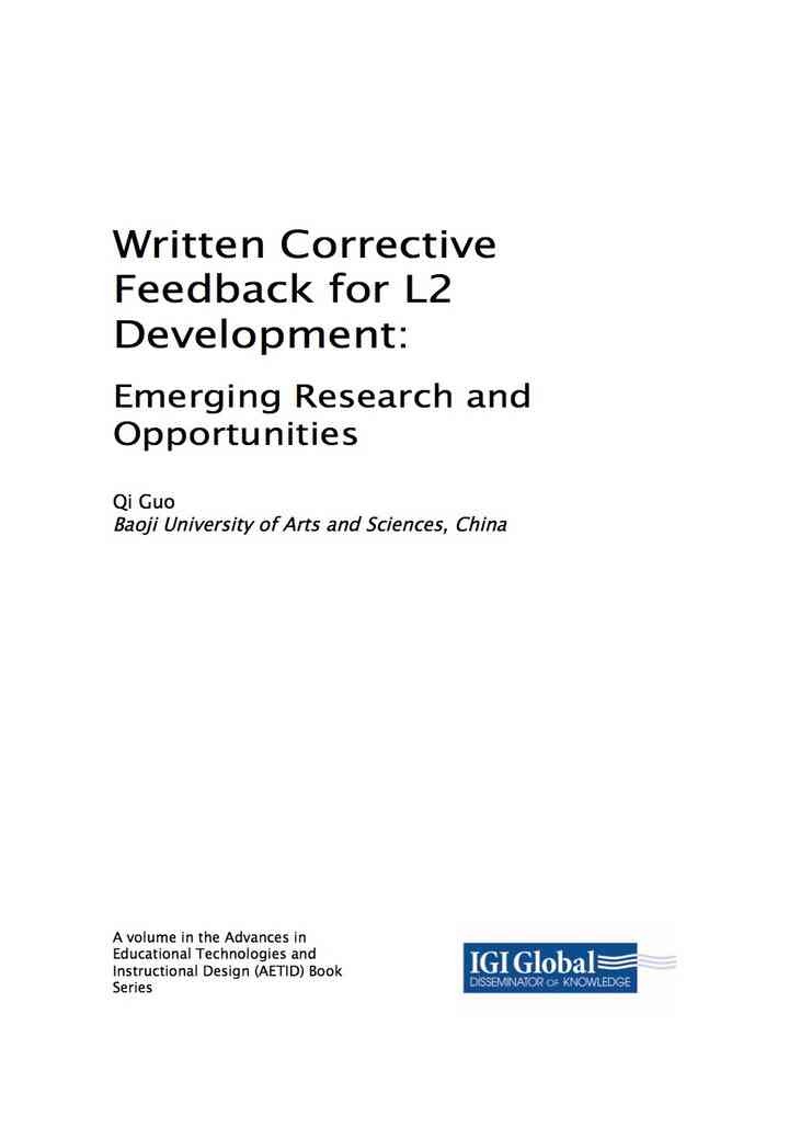 Written Corrective Feedback for L2 Development